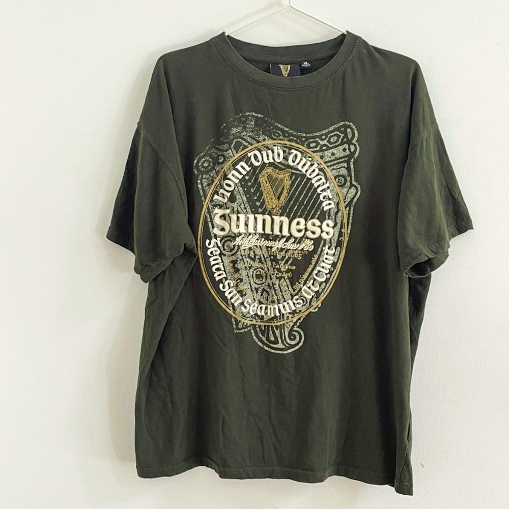 Official Guiness Beer Forest Green Tshirt Dublin Ireland Logo Graphic Tee Sz XL